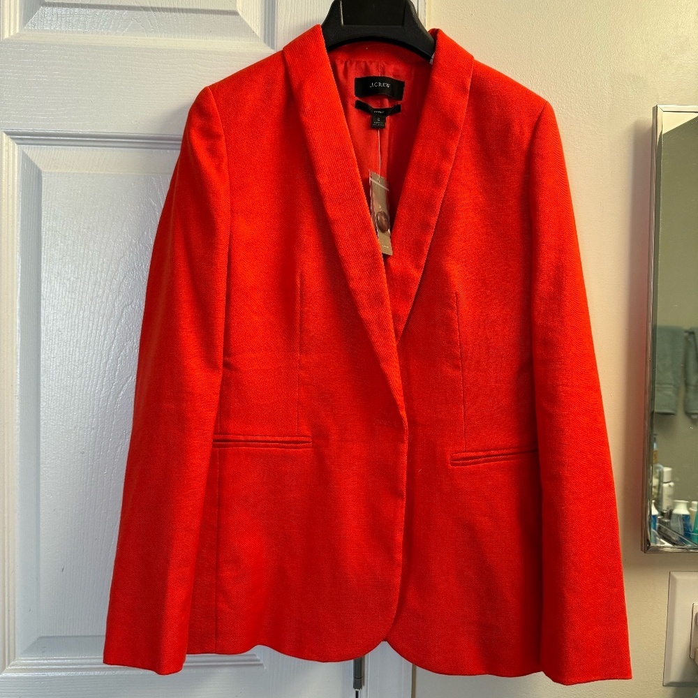 NWT Red J Crew Parke Linen Blend Blazer Size 2